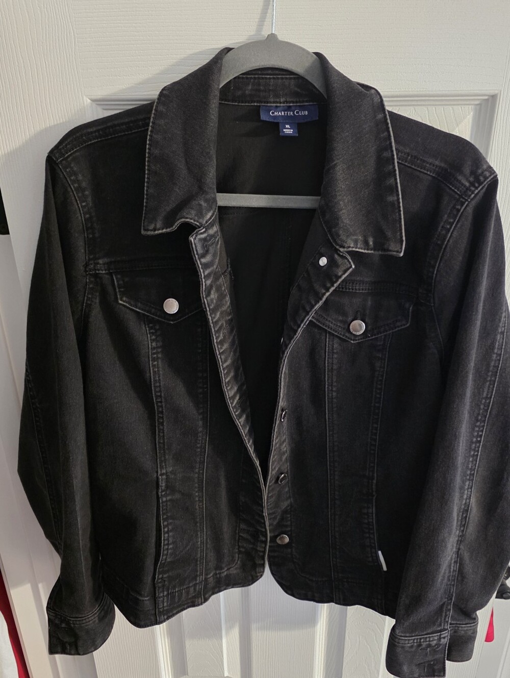 Charter Club Black Denim Shirt Jacket XL